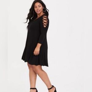 Torrid Mini Jersey Lace-Up Trapeze Dress Size 3 soft 3/4 sleeve dress plus size